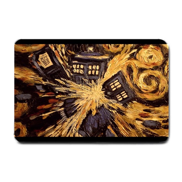 Brown And Black Abstract Painting Doctor Who Tardis Vincent Van Gogh Small Doormat 