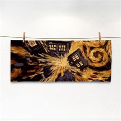 Brown And Black Abstract Painting Doctor Who Tardis Vincent Van Gogh Hand Towel by danenraven