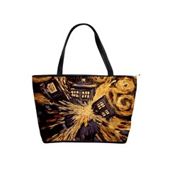 Brown And Black Abstract Painting Doctor Who Tardis Vincent Van Gogh Classic Shoulder Handbag by danenraven