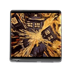 Brown And Black Abstract Painting Doctor Who Tardis Vincent Van Gogh Memory Card Reader (square 5 Slot) by danenraven