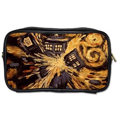 Brown And Black Abstract Painting Doctor Who Tardis Vincent Van Gogh Toiletries Bag (two Sides) by danenraven