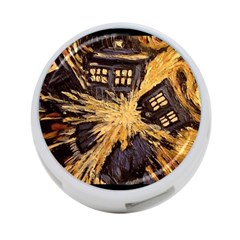 Brown And Black Abstract Painting Doctor Who Tardis Vincent Van Gogh 4-port Usb Hub (one Side) by danenraven