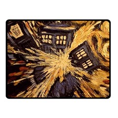 Brown And Black Abstract Painting Doctor Who Tardis Vincent Van Gogh Fleece Blanket (small) by danenraven