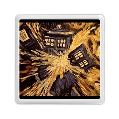 Brown And Black Abstract Painting Doctor Who Tardis Vincent Van Gogh Memory Card Reader (square) by danenraven