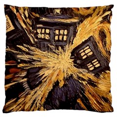 Brown And Black Abstract Painting Doctor Who Tardis Vincent Van Gogh Large Cushion Case (one Side) by danenraven