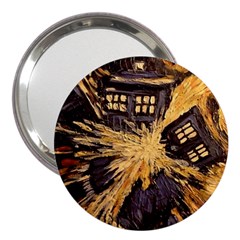 Brown And Black Abstract Painting Doctor Who Tardis Vincent Van Gogh 3  Handbag Mirrors by danenraven