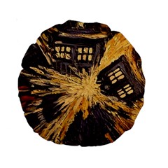 Brown And Black Abstract Painting Doctor Who Tardis Vincent Van Gogh Standard 15  Premium Round Cushions by danenraven