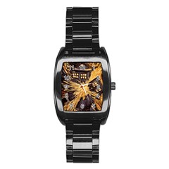 Brown And Black Abstract Painting Doctor Who Tardis Vincent Van Gogh Stainless Steel Barrel Watch by danenraven