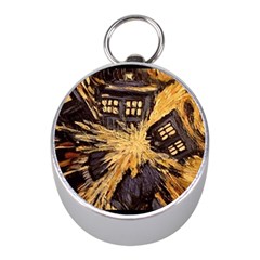 Brown And Black Abstract Painting Doctor Who Tardis Vincent Van Gogh Mini Silver Compasses by danenraven