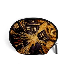 Brown And Black Abstract Painting Doctor Who Tardis Vincent Van Gogh Accessory Pouch (small) by danenraven