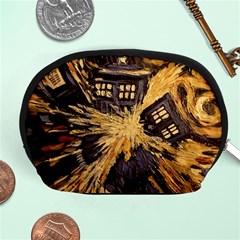 Brown And Black Abstract Painting Doctor Who Tardis Vincent Van Gogh Accessory Pouch (medium) by danenraven