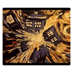 Brown And Black Abstract Painting Doctor Who Tardis Vincent Van Gogh Double Sided Flano Blanket (small)  by danenraven