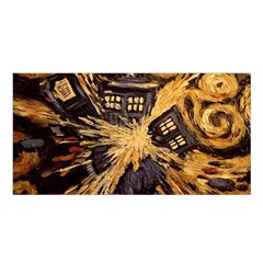 Brown And Black Abstract Painting Doctor Who Tardis Vincent Van Gogh Satin Shawl 45  X 80  by danenraven