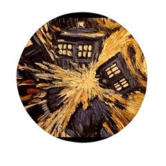 Brown And Black Abstract Painting Doctor Who Tardis Vincent Van Gogh Mini Round Pill Box (pack Of 3)