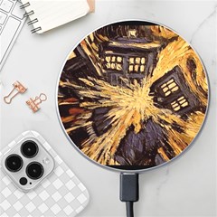 Brown And Black Abstract Painting Doctor Who Tardis Vincent Van Gogh Wireless Charger by danenraven