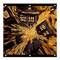 Brown And Black Abstract Painting Doctor Who Tardis Vincent Van Gogh Banner And Sign 4  X 4 