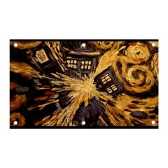 Brown And Black Abstract Painting Doctor Who Tardis Vincent Van Gogh Banner And Sign 5  X 3  by danenraven