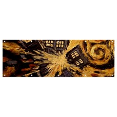 Brown And Black Abstract Painting Doctor Who Tardis Vincent Van Gogh Banner And Sign 12  X 4  by danenraven