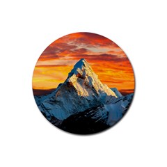 Himalaya Mountains Landscape  Nature Rubber Coaster (round) by danenraven