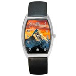 Himalaya Mountains Landscape  Nature Barrel Style Metal Watch Front