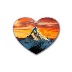 Himalaya Mountains Landscape  Nature Rubber Coaster (heart) by danenraven