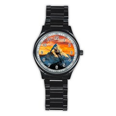 Himalaya Mountains Landscape  Nature Stainless Steel Round Watch by danenraven