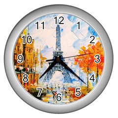 Eiffel Tower Landmark Architecture  Artistic Wall Clock (silver) by danenraven