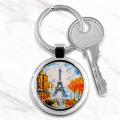 Eiffel Tower Landmark Architecture  Artistic Key Chain (round) by danenraven