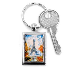 Eiffel Tower Landmark Architecture  Artistic Key Chain (rectangle) by danenraven