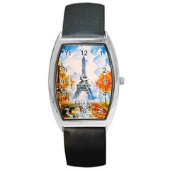 Eiffel Tower Landmark Architecture  Artistic Barrel Style Metal Watch by danenraven