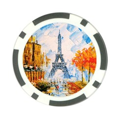 Eiffel Tower Landmark Architecture  Artistic Poker Chip Card Guard by danenraven