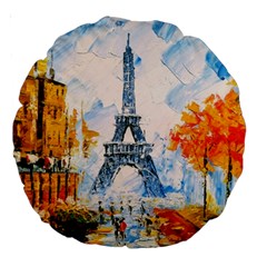 Eiffel Tower Landmark Architecture  Artistic Large 18  Premium Round Cushions by danenraven