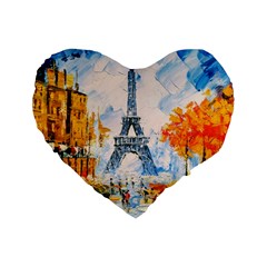 Eiffel Tower Landmark Architecture  Artistic Standard 16  Premium Flano Heart Shape Cushions by danenraven