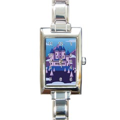 Illustration Castle Mountain Tower Sky Rectangle Italian Charm Watch by danenraven