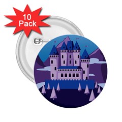 Illustration Castle Mountain Tower Sky 2 25  Buttons (10 Pack)  by danenraven