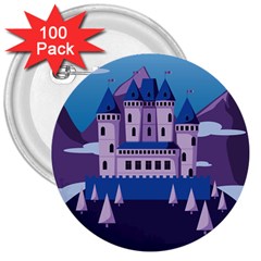 Illustration Castle Mountain Tower Sky 3  Buttons (100 Pack)  by danenraven