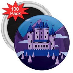 Illustration Castle Mountain Tower Sky 3  Magnets (100 Pack) by danenraven