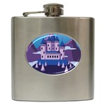 Illustration Castle Mountain Tower Sky Hip Flask (6 oz) Front