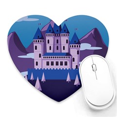 Illustration Castle Mountain Tower Sky Heart Mousepads by danenraven