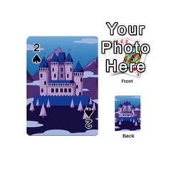 Illustration Castle Mountain Tower Sky Playing Cards 54 Designs (mini) by danenraven