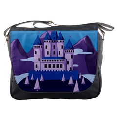 Illustration Castle Mountain Tower Sky Messenger Bag by danenraven