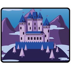 Illustration Castle Mountain Tower Sky Double Sided Fleece Blanket (medium)  by danenraven