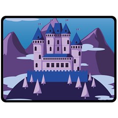 Illustration Castle Mountain Tower Sky Double Sided Fleece Blanket (large)  by danenraven