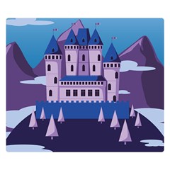 Illustration Castle Mountain Tower Sky Double Sided Flano Blanket (small)  by danenraven