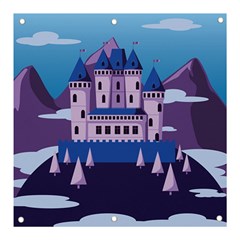 Illustration Castle Mountain Tower Sky Banner And Sign 3  X 3  by danenraven