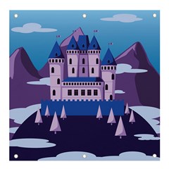 Illustration Castle Mountain Tower Sky Banner And Sign 4  X 4 