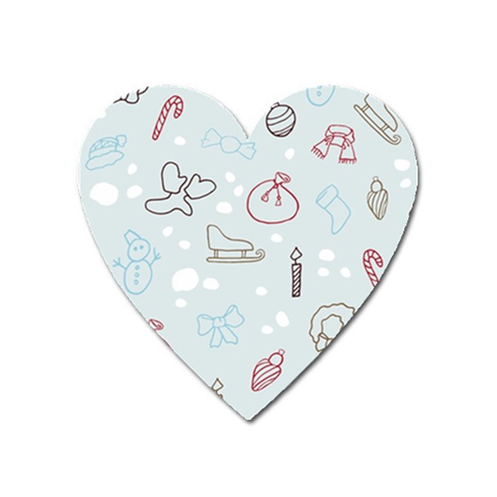 Winter Pattern Background Element Heart Magnet