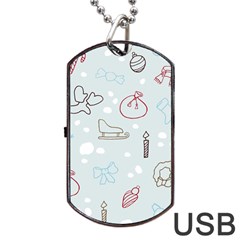 Winter Pattern Background Element Dog Tag Usb Flash (two Sides) by danenraven