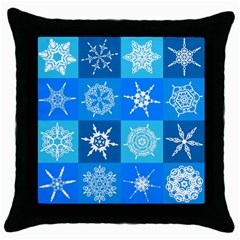 Xmas Christmas Pattern Snow Background Blue Decoration Throw Pillow Case (black) by danenraven