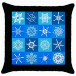 Xmas Christmas Pattern Snow Background Blue Decoration Throw Pillow Case (Black) Front